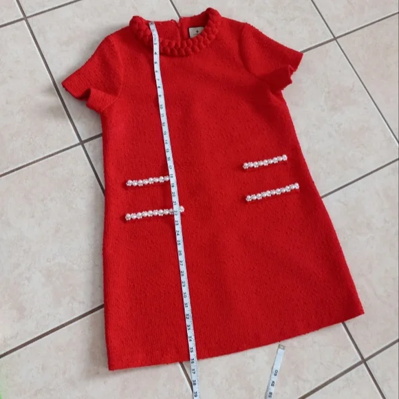 Tuckernuck Red Tweed Jackie Dress Pearl Embellishment L - Picture 15 of 16